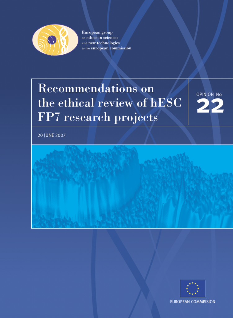Cover_Recommendations on the Ethical Review of hESC FP7 Research Projects